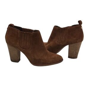 MICHAEL Michael Kors Brown Suede Heeled Slip On Booties Size 7 Women's